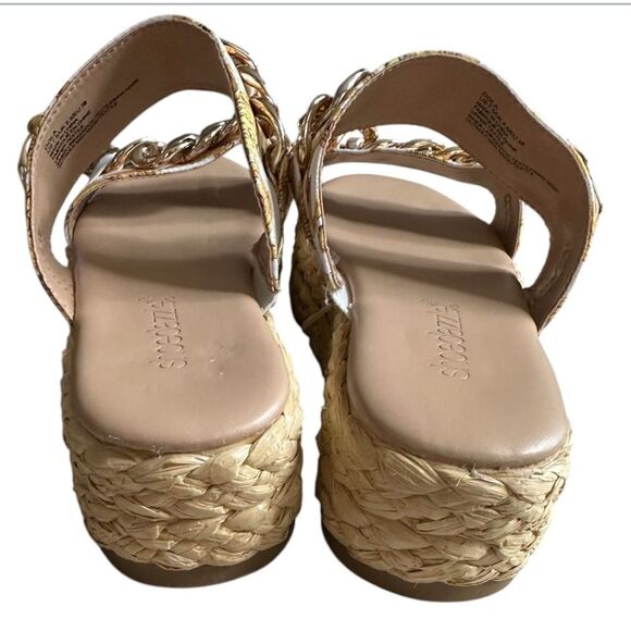 Shoe Dazzle Women's Miami Print White Chain Dola Woven Espadrille Sandal - Picture 7 of 8